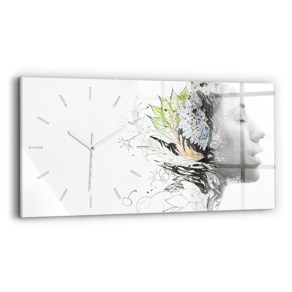 Horloge rectangulaire horizontale Visage abstrait d'une femme