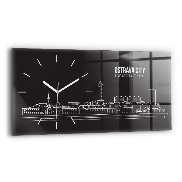 Horloge rectangulaire horizontale Dessin de la ville d'Ostrava