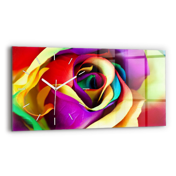 Horloge rectangulaire horizontale Rose arc-en-ciel