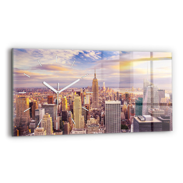 Horloge rectangulaire horizontale Coucher de soleil à New York