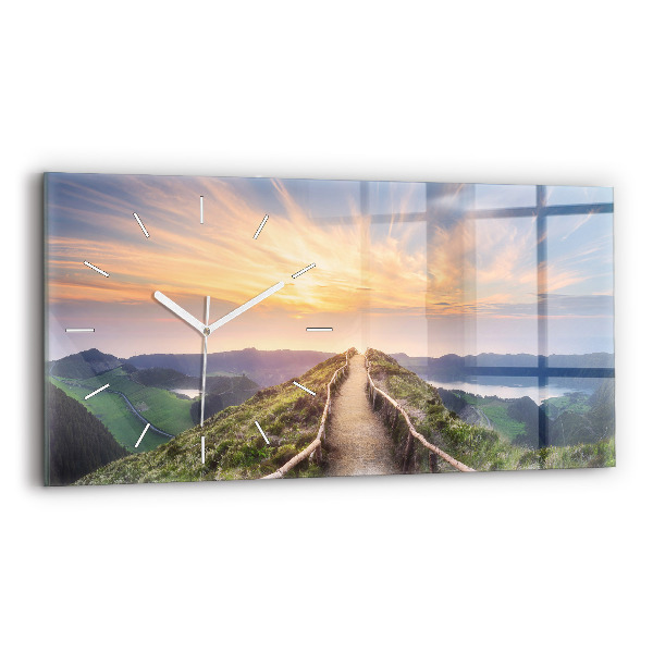 Horloge horizontale en verre Paysage de montagne