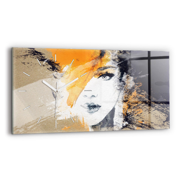 Horloge murale horizontale Portrait de femme abstrait