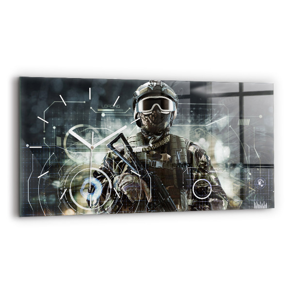 Horloge murale horizontale Soldat avec un fusil