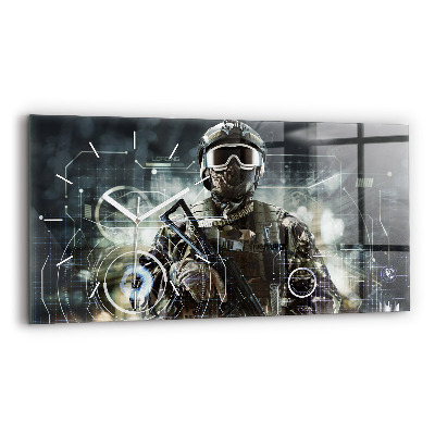 Horloge murale horizontale Soldat avec un fusil