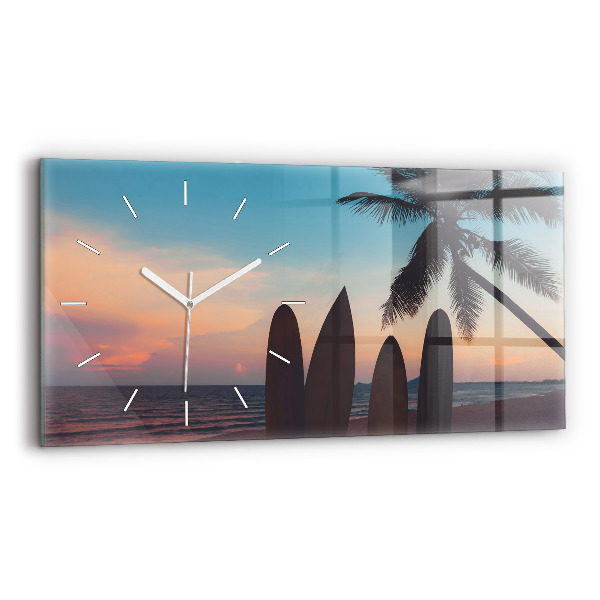 Horloge murale horizontale Surf sur la plage