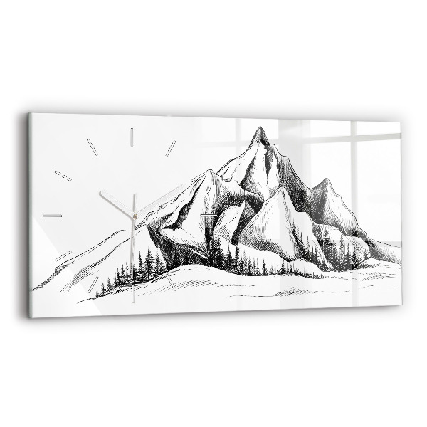 Horloge rectangulaire horizontale Montagnes dessinées