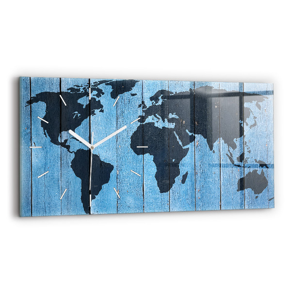 Horloge rectangulaire horizontale Carte du monde en carton