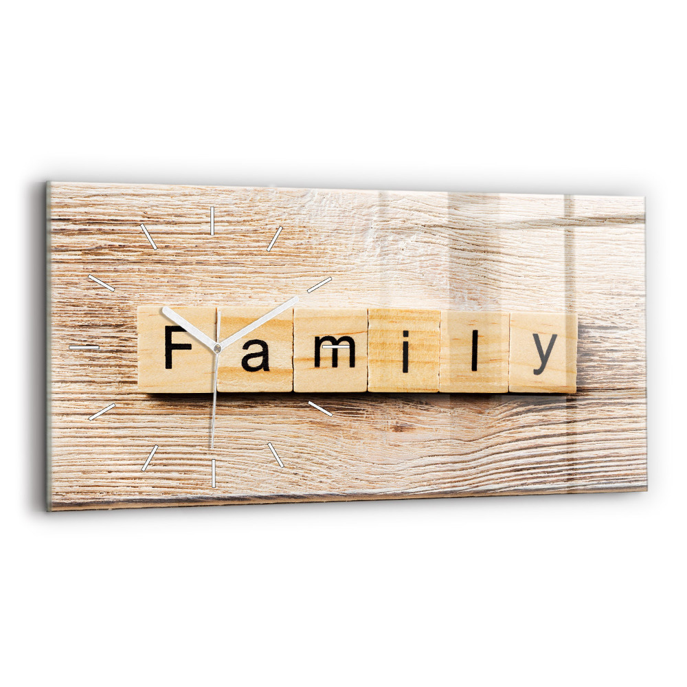 Horloge horizontale en verre Inscription familiale