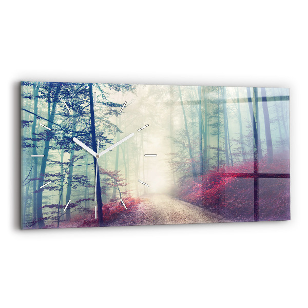 Horloge rectangulaire horizontale Route d'automne Brouillard forestier