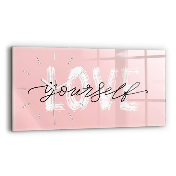 Horloge rectangulaire horizontale Inscription "Love yourself