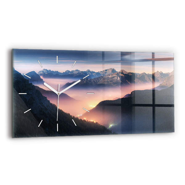 Horloge horizontale en verre Paysage de montagne