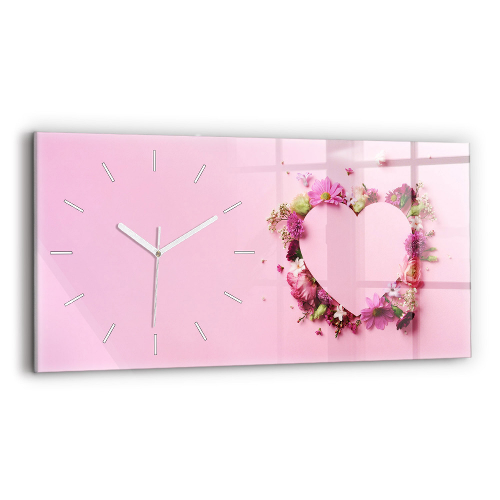 Horloge murale horizontale Cœur de fleurs
