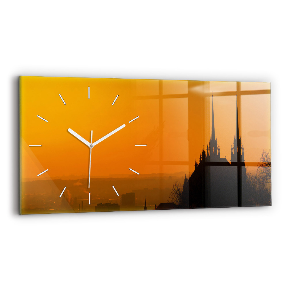 Horloge horizontale en verre Vue de la cathédrale de Brno