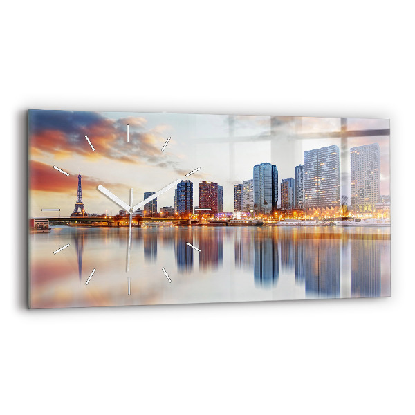 Horloge rectangulaire horizontale Panorama avec la Tour Eiffel