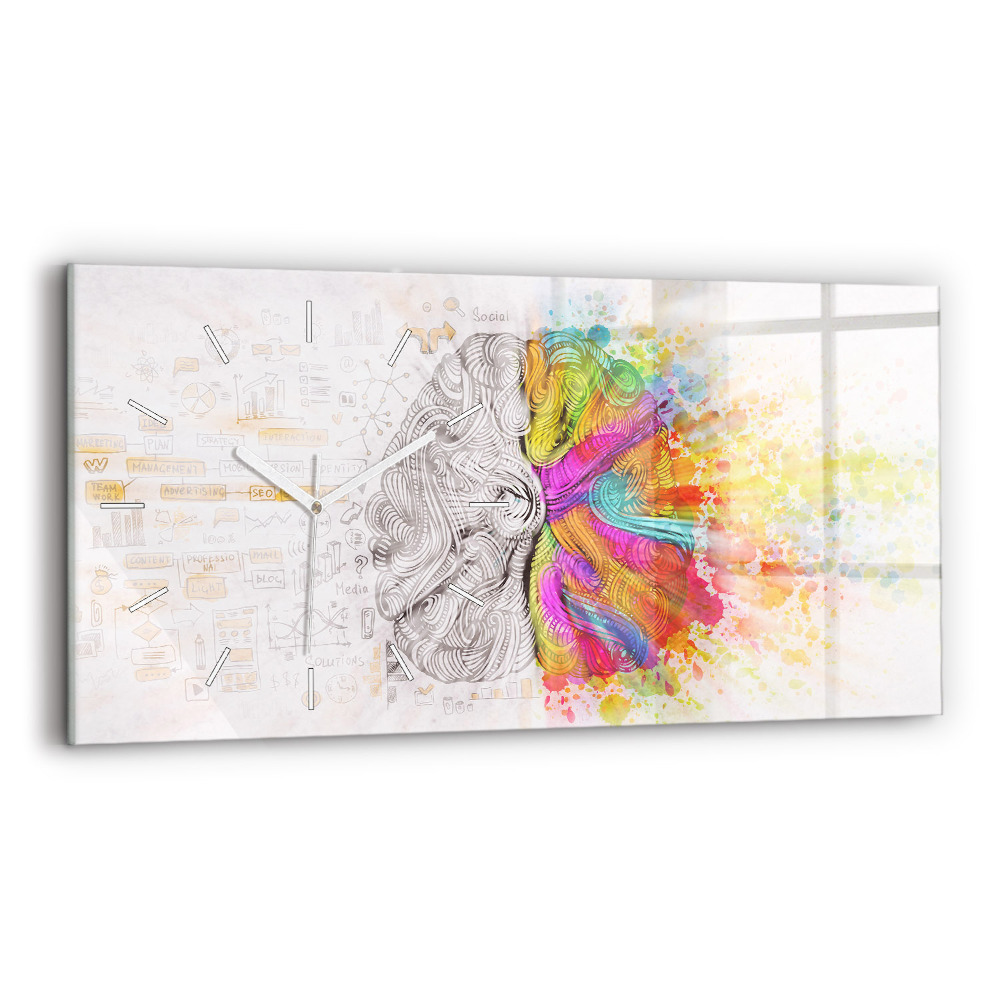 Horloge rectangulaire horizontale Cerveau abstrait