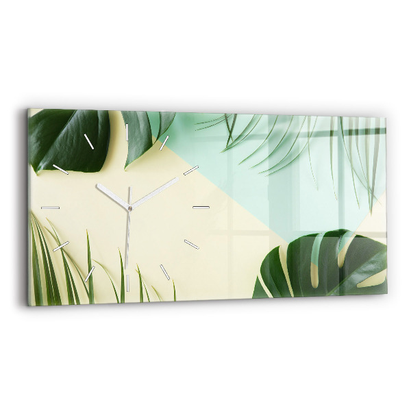 Horloge rectangulaire horizontale Feuilles de monstera