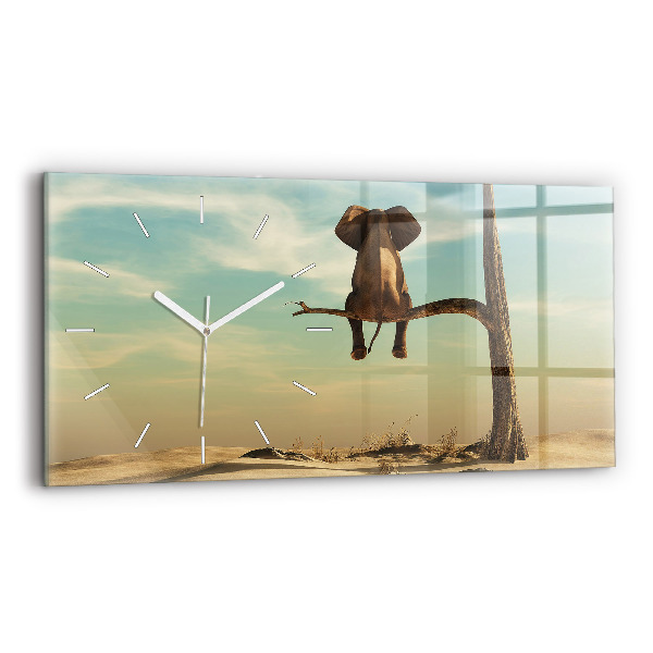 Horloge rectangulaire horizontale Éléphant dans un arbre