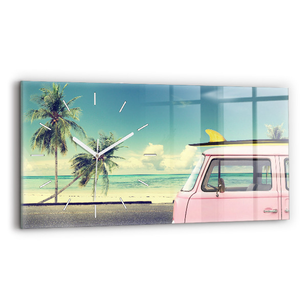 Horloge rectangulaire horizontale Voiture avec planche de surf