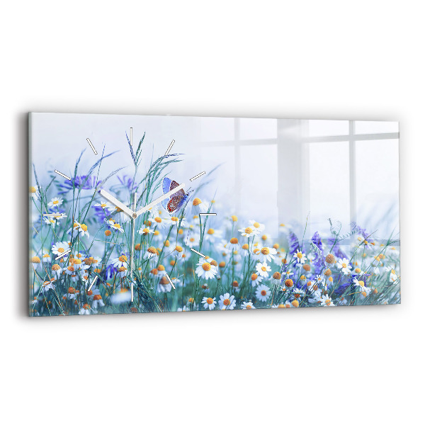 Horloge rectangulaire horizontale Papillon dans une prairie