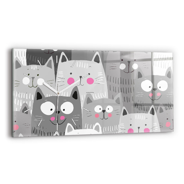 Horloge rectangulaire horizontale Motif avec des chats