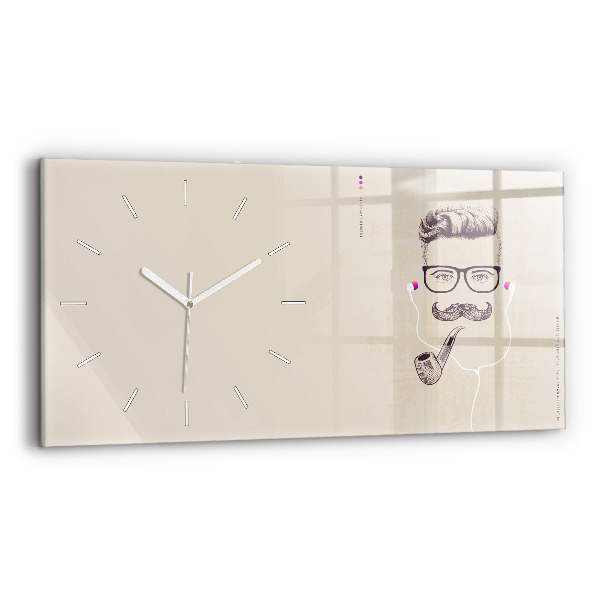 Horloge murale horizontale Homme avec une pipe