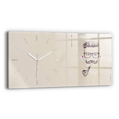 Horloge murale horizontale Homme avec une pipe