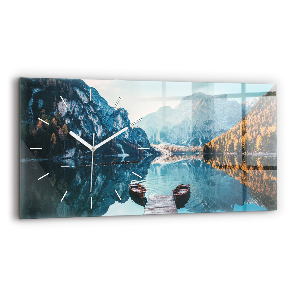 Horloge murale horizontale Bateaux sur un lac