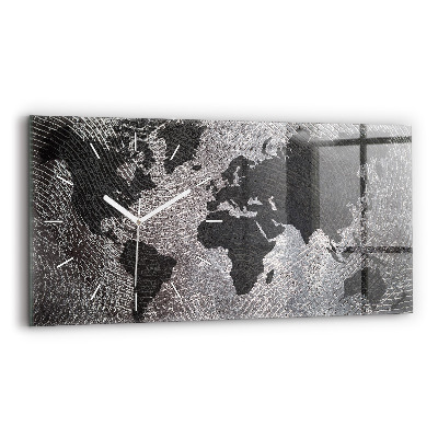 Horloge horizontale en verre Carte du monde en béton