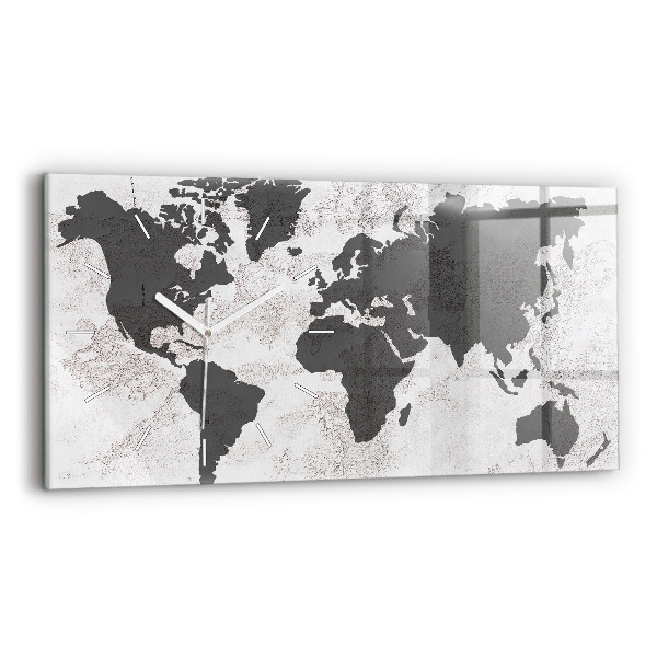 Horloge rectangulaire horizontale Carte du monde en béton