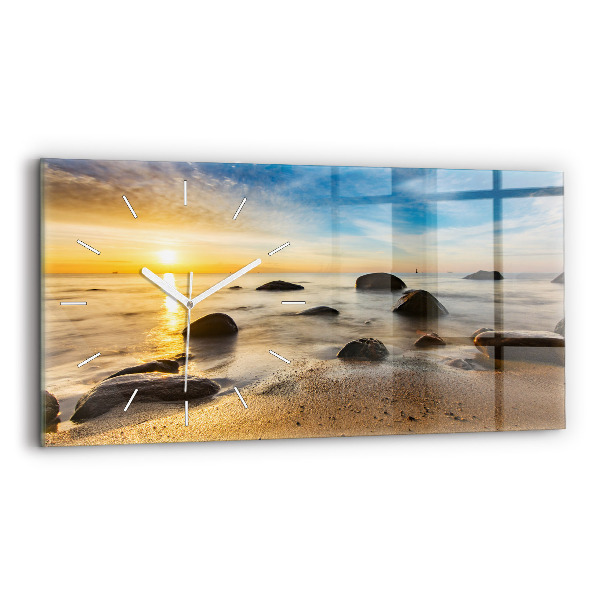 Horloge rectangulaire horizontale Lever de soleil sur la mer Baltique