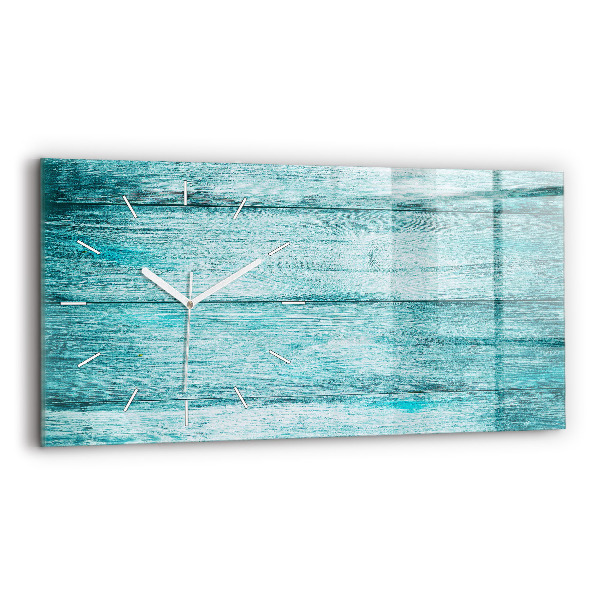 Horloge rectangulaire horizontale Vieux bois bleu