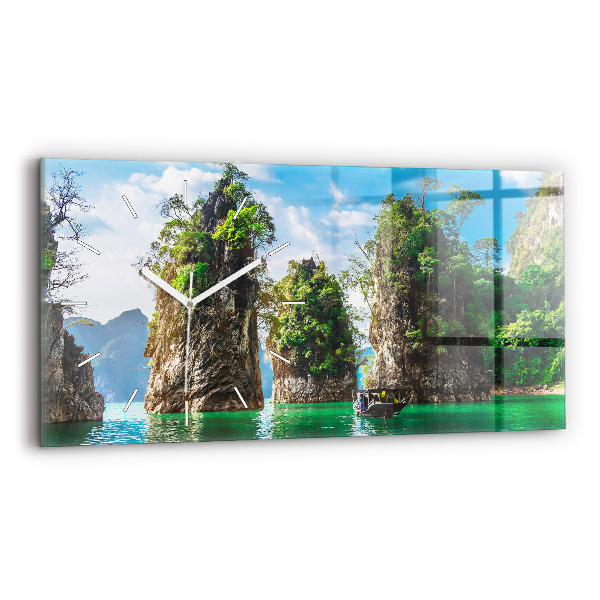 Horloge murale horizontale Lac d'arbres naturels