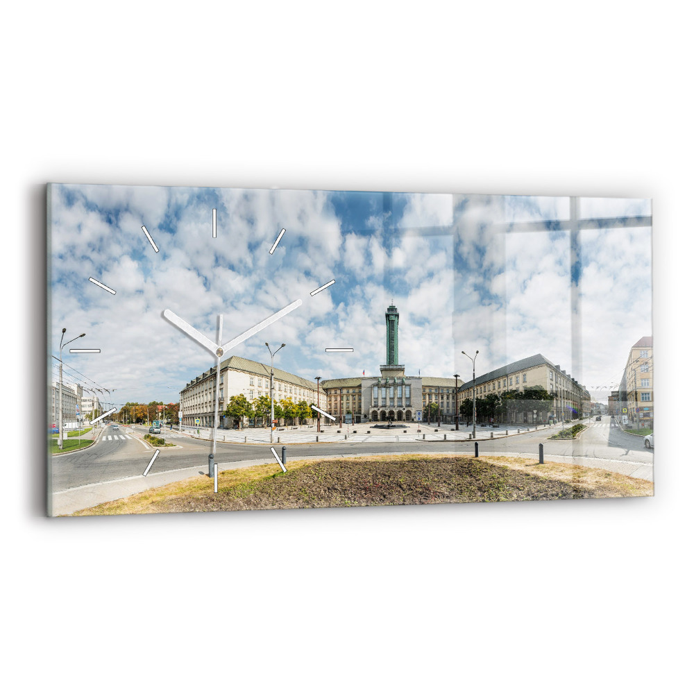 Horloge horizontale en verre Panorama d'Ostrava
