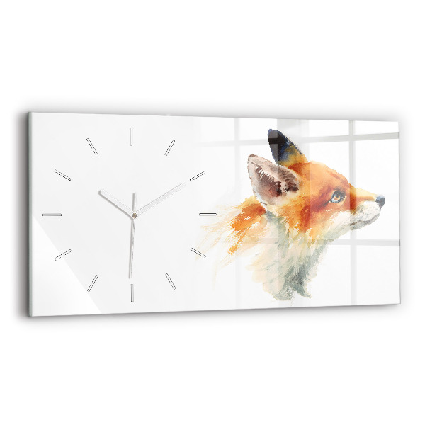 Horloge murale horizontale Aquarelle jeune renard