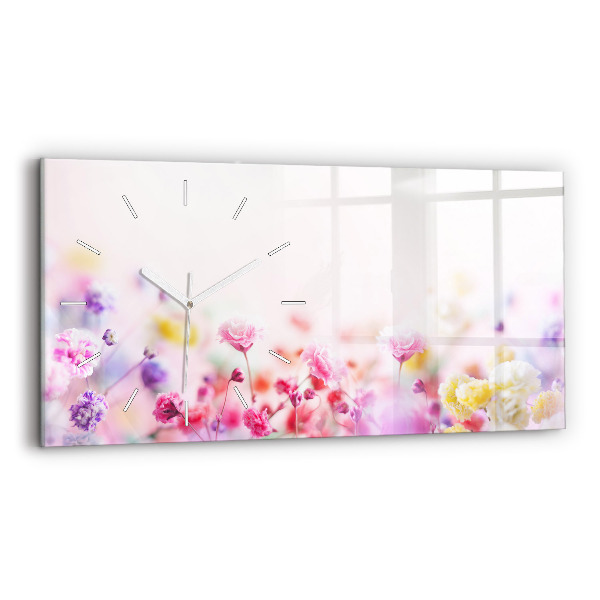 Horloge horizontale en verre Fleurs dans une prairie