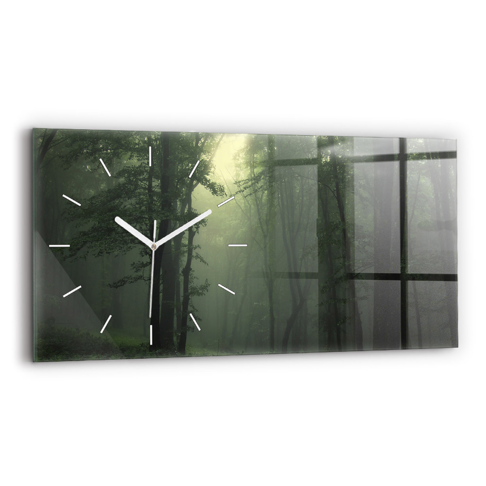 Horloge horizontale en verre Forêt brumeuse le matin