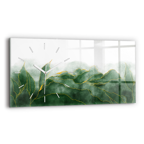 Horloge horizontale en verre Feuilles abstraites