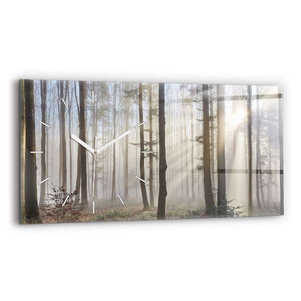 Horloge rectangulaire horizontale Forêt dans la brume