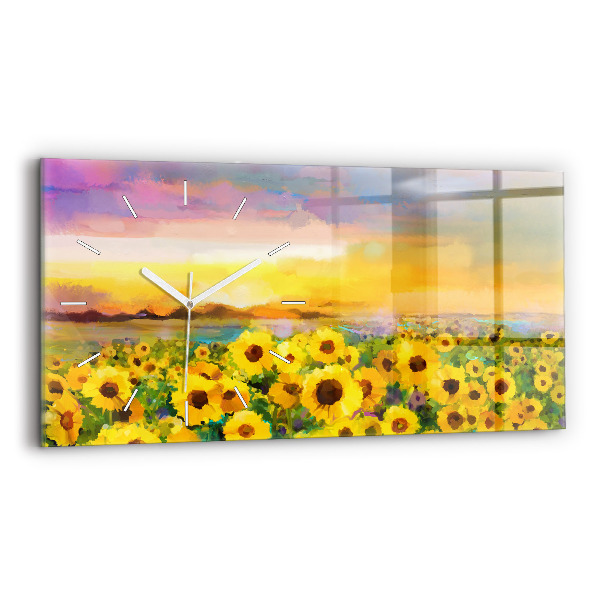 Horloge murale horizontale Champ de tournesols