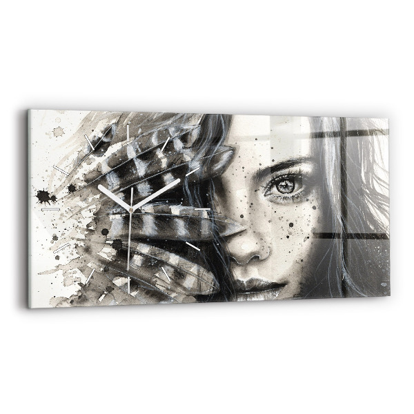 Horloge rectangulaire horizontale Portrait peint