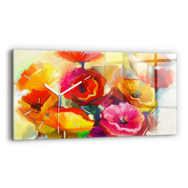 Horloge rectangulaire horizontale Coquelicots colorés