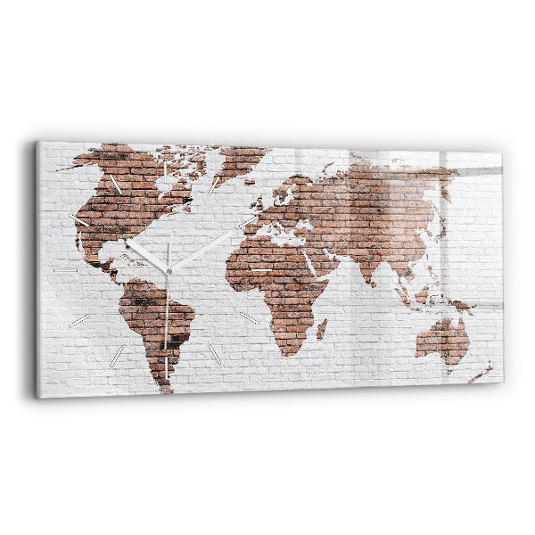 Horloge rectangulaire horizontale Carte du monde en briques