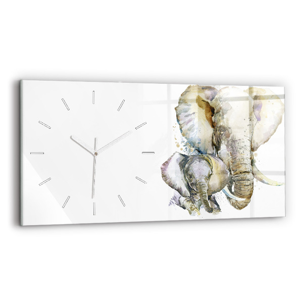 Horloge horizontale en verre Animaux peints Éléphant