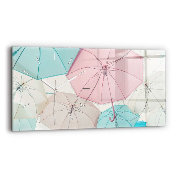 Horloge rectangulaire horizontale Parapluies pastel