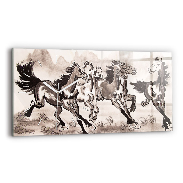 Horloge rectangulaire horizontale Chevaux au galop