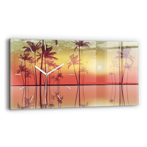 Horloge murale horizontale Palmiers tropicaux