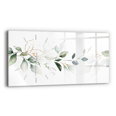 Horloge murale horizontale Feuilles abstraites