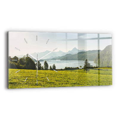 Horloge horizontale en verre Montagnes et champs