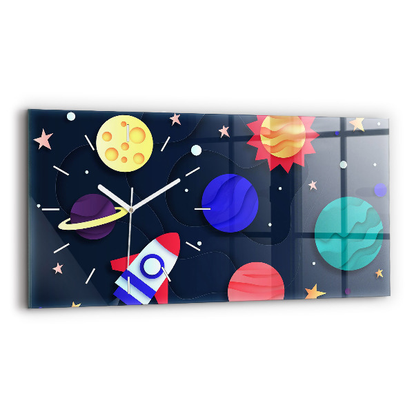 Horloge rectangulaire horizontale Cosmos pour enfants