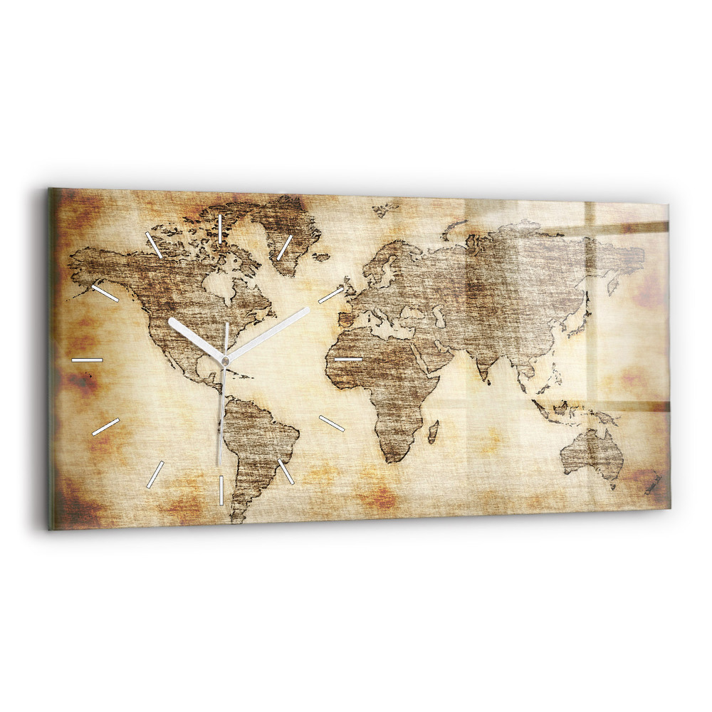 Horloge murale horizontale Ancienne carte du monde